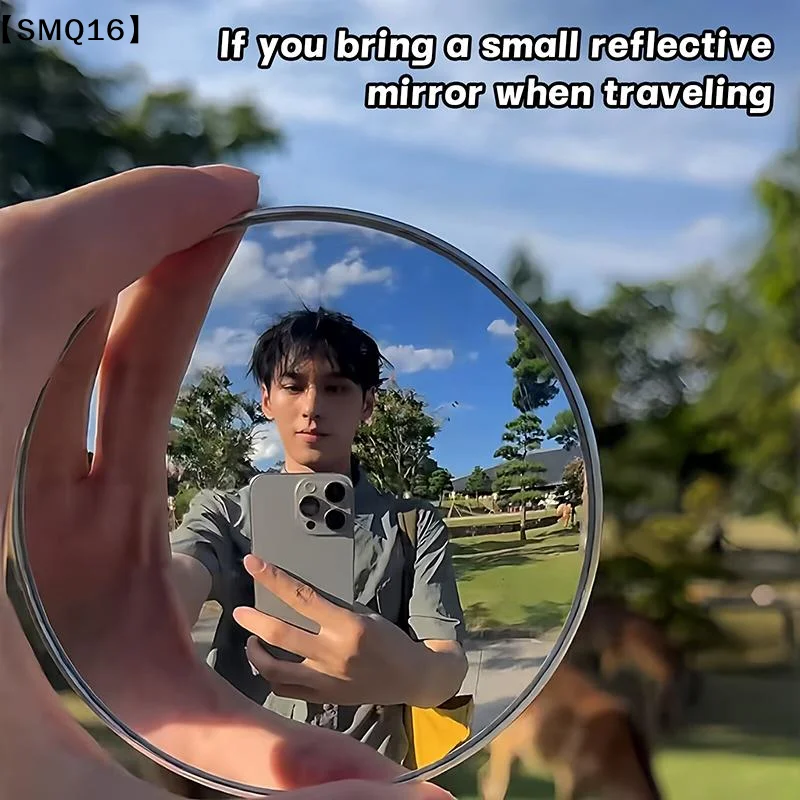 Travel Photo Wide-angle Lens Travel Reflective Mirror Round Zoom-In Mirrors Portable Zoom-In Feature Group Photo Mirror【SMQ】