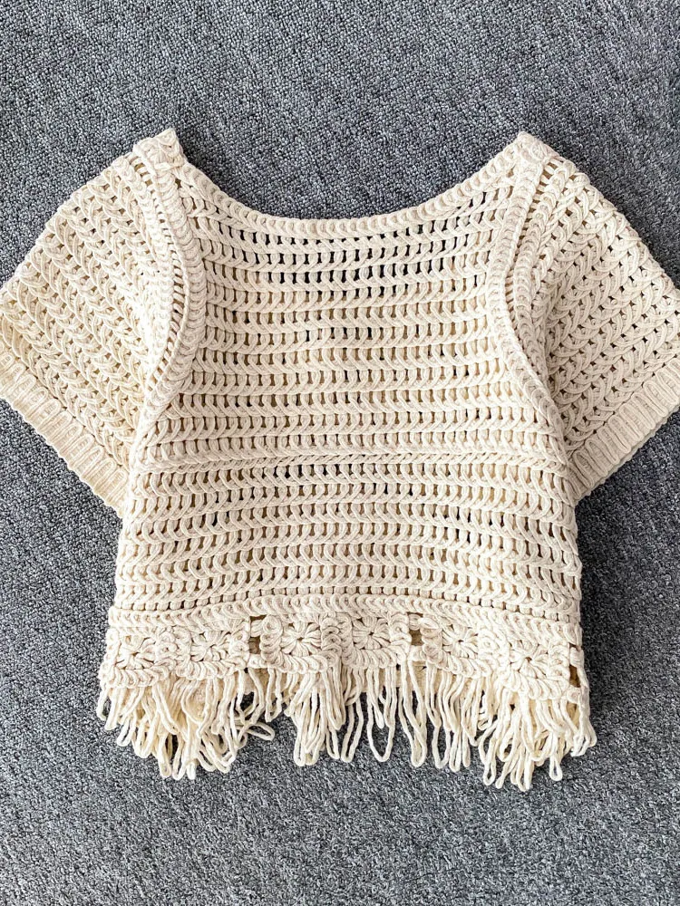 

Женский свободный трикотаж Sweet Knot с кисточками для похудения, многослойный топ в Корейском стиле, ледяной шелк, V-ne ort Sve