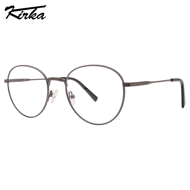 Kirka  Eyeglasses Round Frames Matt Colors Metal Computer Glasses for Men Prescription Ultralight Optical Frames MM1035