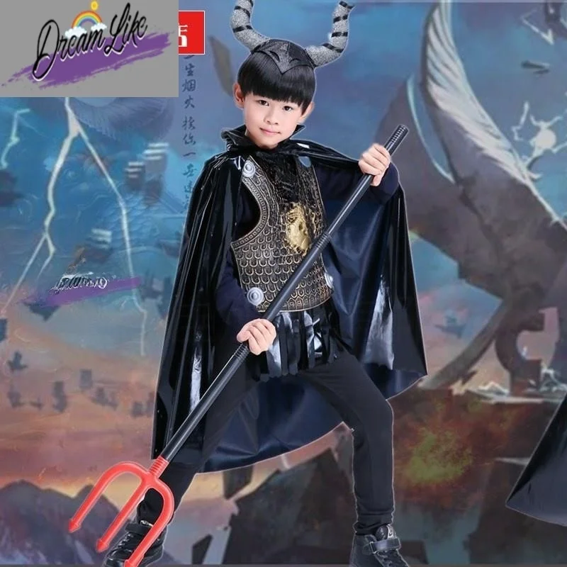 أزياء الهالوين للأطفال دعائم أداء الشيطان Dr-Up كيب هورونز تي شيرت عباءة مجموعة ملابس نسائية للمسرح