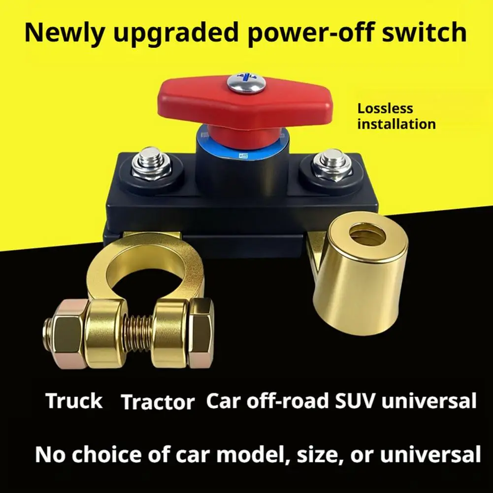 12V/24V Car Battery Disconnect Switch Positive/Negative Poles, Anti-Leakage Power Cut-Off Switch for Cars, Trucks, RVs & Boats