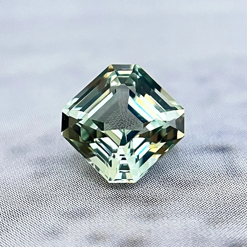 Top Lab Grown Sapphire Square Asscher Cut Green Color VVS1 Charms DIY for Jewelry Making Materials Selectable AGL Certificate