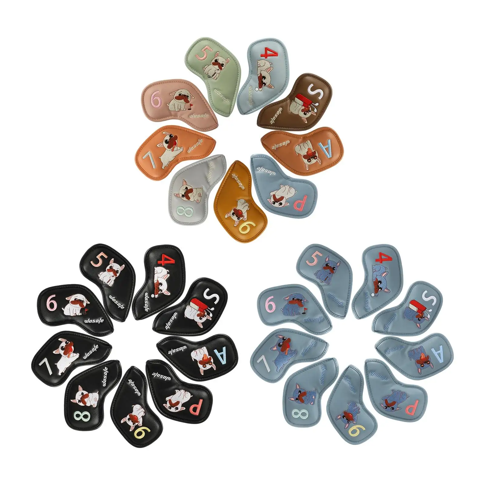 

9x Golf Iron Head Covers Set Men Women Golf Training Supplies Outdoor Sports