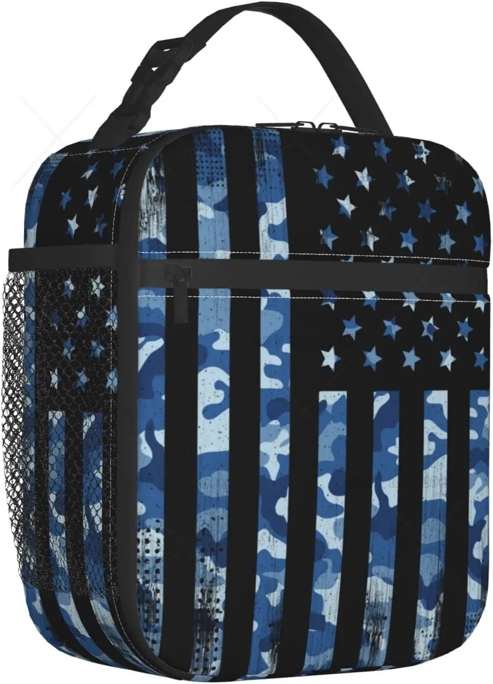 Camuflagem American Flag Lunch Bag para crianças e adultos, lancheira isolada, sacola refrigeradora reutilizável, mulheres e homens