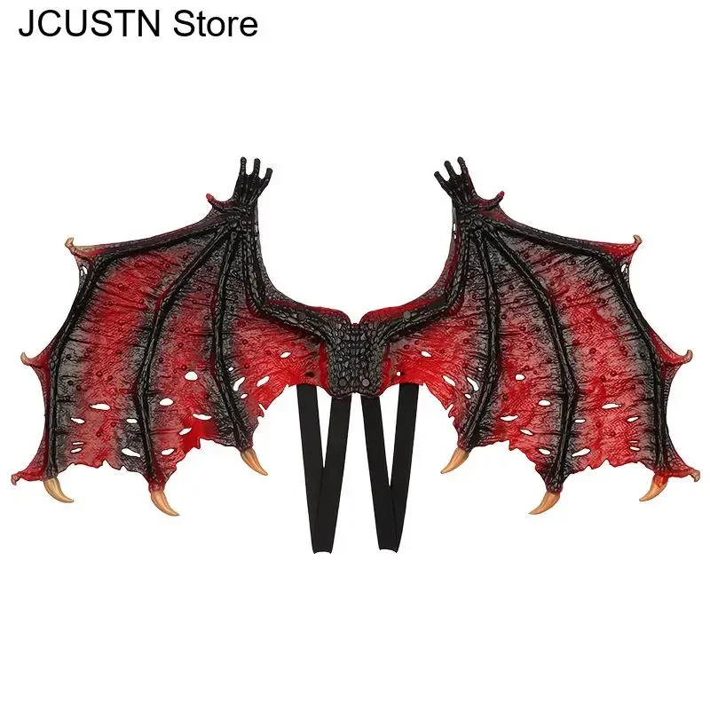 Donna Uomo Ala Puntelli Cosplay Maschera da demone di Halloween Ali spaventose Corna Maschera da diavolo Cosplay Mostro horror Masquerade