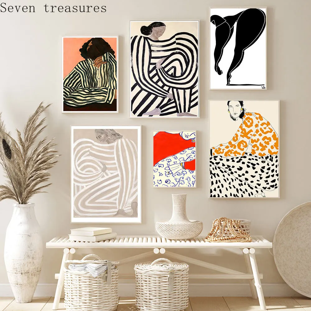 

Abstract Lines Figure Poster, Modern Simplicity Striped Wall ArtNordic Canvas Painting, Picture for Living Room, Home Decoration