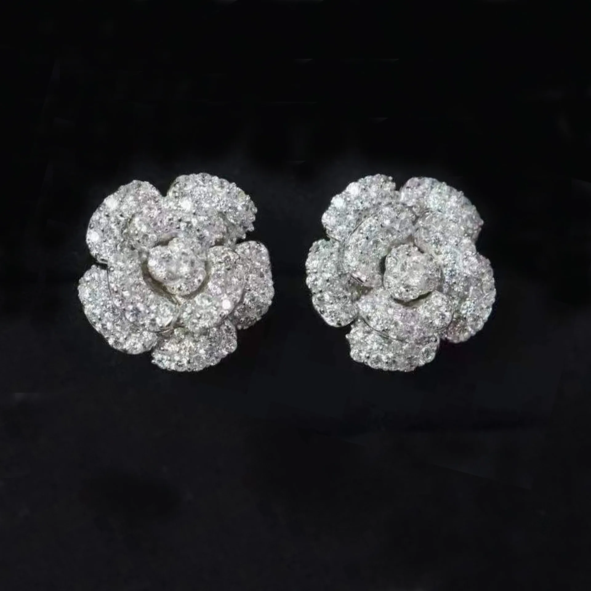 KQDANCE عالية الحرفية 925 الفضة 16 مللي متر الوردي الأصفر حجر وأقراط للنساء زهرة الورد مصمم المجوهرات الفاخرة