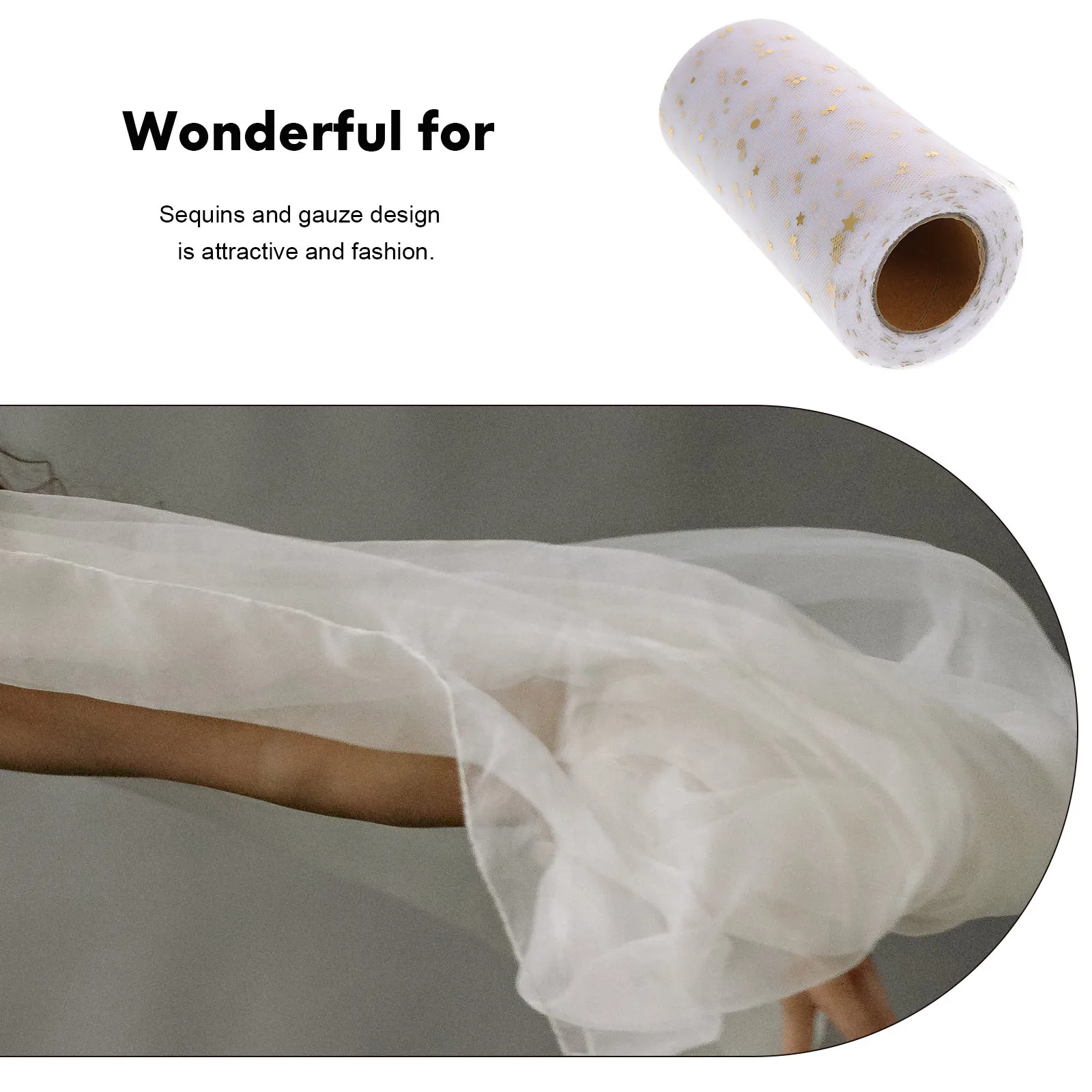 

Sequins 2280X15Cm White Gauze Party Wedding Decor Fashion Cover Lightweight Durable For Parties Wedding Table Skirt Gauze