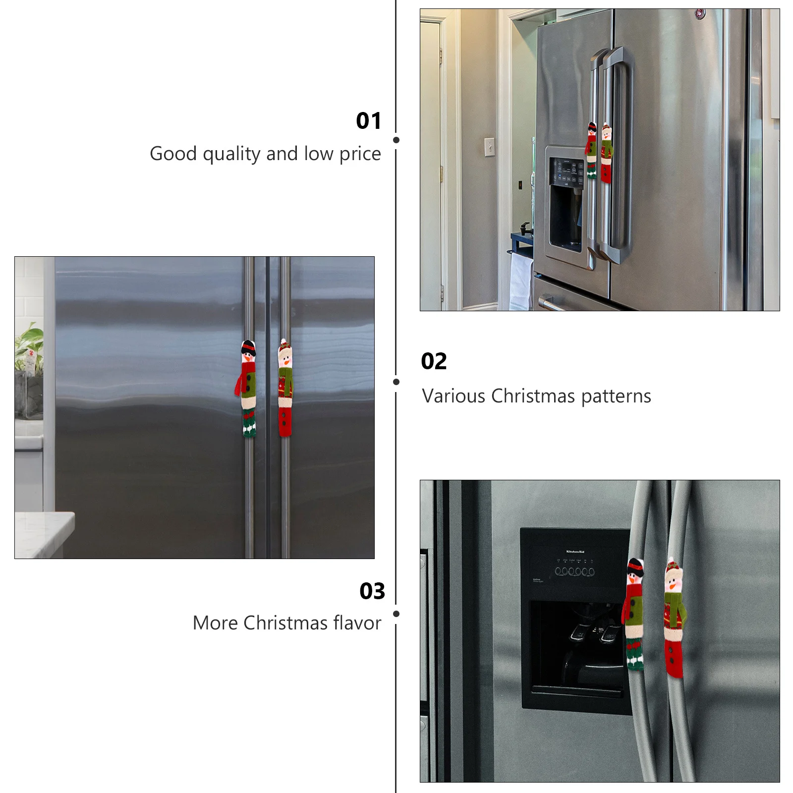 

3Pcs Snowman Handle Covers Christmas Fabric Handle Protectors Refrigerator Microwave Door Knob Decorative Kitchen Appliance