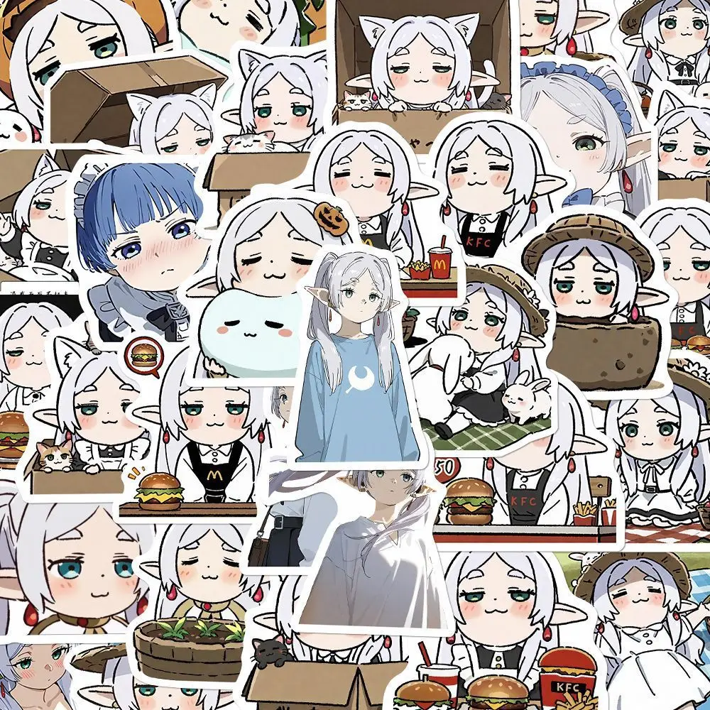 48pcs/set Anime Frieren Himmel Cartoon Graffiti Stickers Cosplay Waterproof DIY Laptop Guitar Phone Luggage Decals Cosplay Props