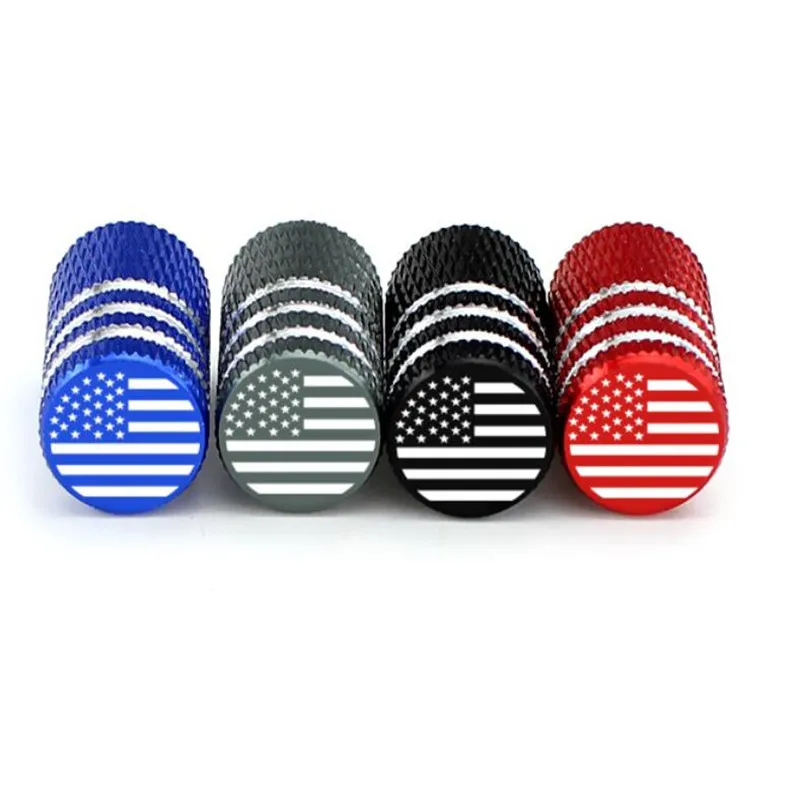 4pcs/lot Car USA Flag Logo Tire Valve Cap Truck Motorcycle Bike Wheel Tire Valve Stem Cap For America United States Cars