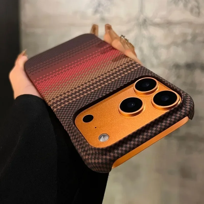 Luxury Carbon Fiber Hard PC Protection Phone Case For iPhone 18 17 16 15 14 13 12 Pro Max Matte Back Borderless Cooling Cover