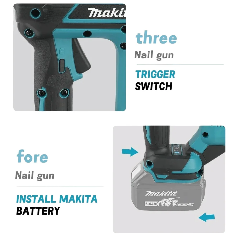 لـ Makita F30 مسدس التيلة الأظافر المستقيمة ، مسدس مسامير كهربائي لاسلكي ، مسدس التثبيت ، أدوات النجارة لبطارية ماكيتا 18 فولت #6