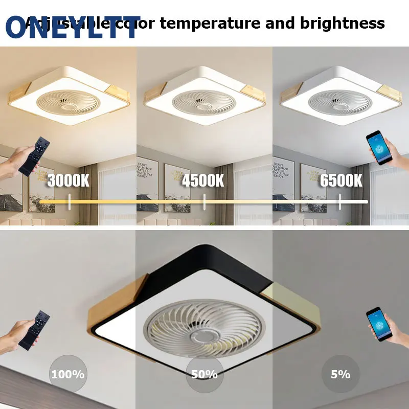 Modern Ceiling Fan With Light And Control Home Decor Lamp For Bedroom LED Lighting Living Room 110v Mini Wood Lamps Roof House