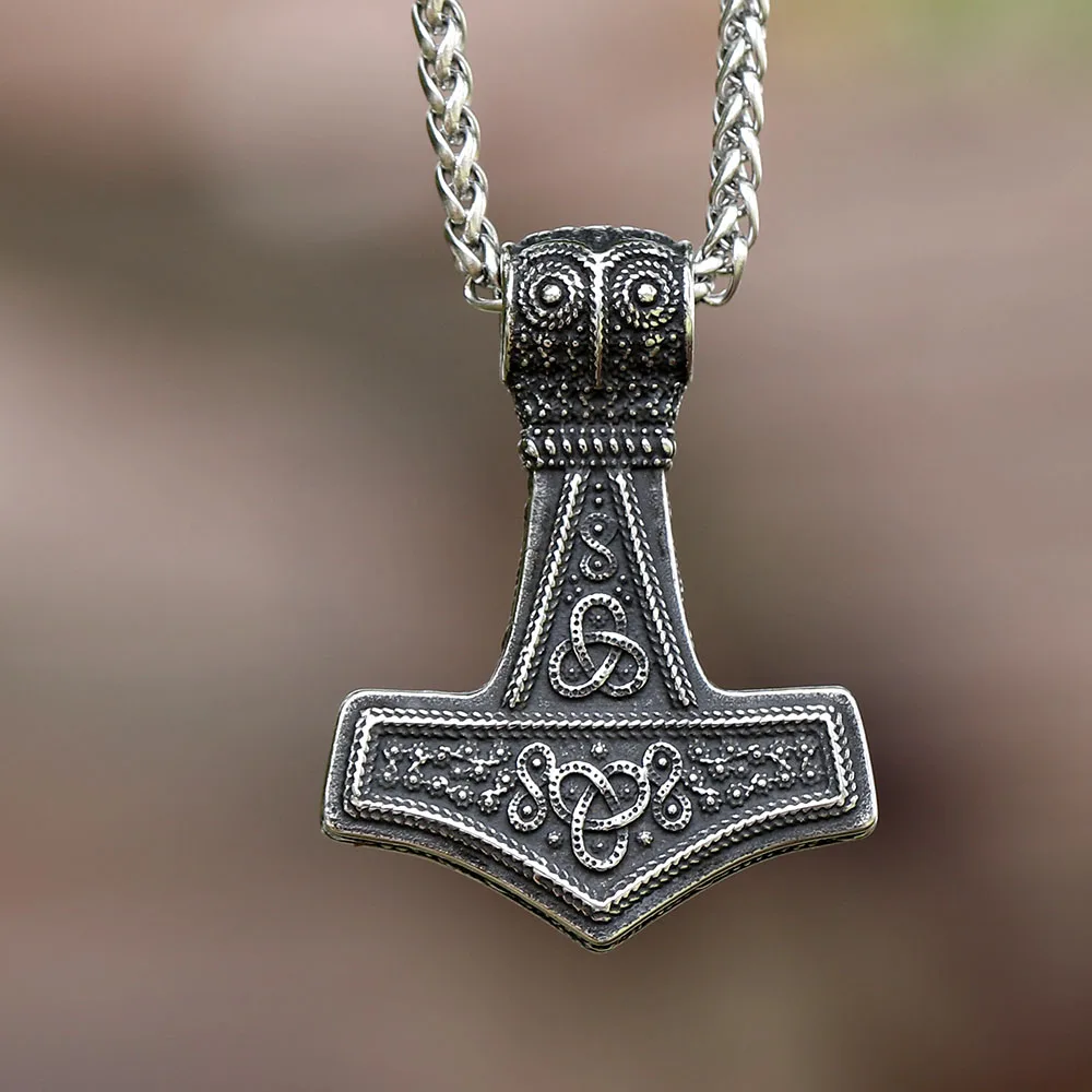 2024 New Fashion Viking Thor\'s Hammer Pendant Raven Pendant For Men 316L Stainless Steel Jewelry Gift