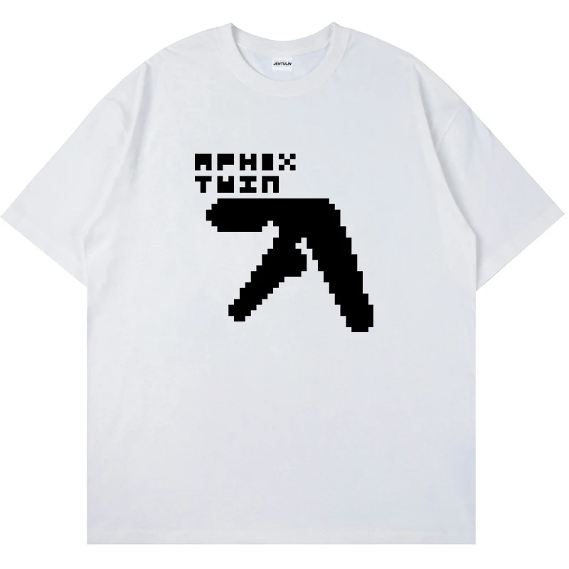 Harajuku Oversize Vintge Uomo Tshirt Lettera Aphex Twin Stampa Unisex T-shirt a maniche corte in cotone Vestiti Goth Y2K Streetwear Magliette e