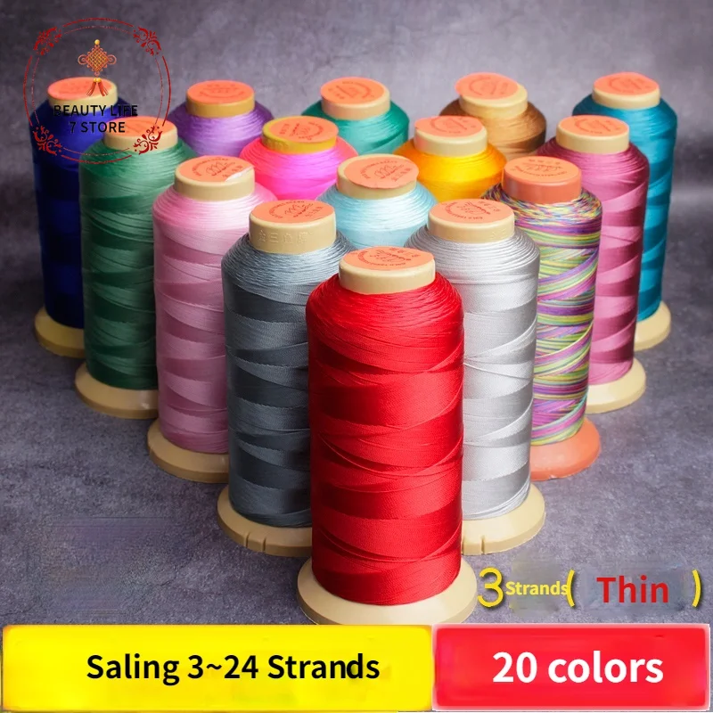 3-strand Hand Woven Thread String Beaded Ropes Bracelet Ring Necklace Tassel Winding Line 0.2mm / 1080m