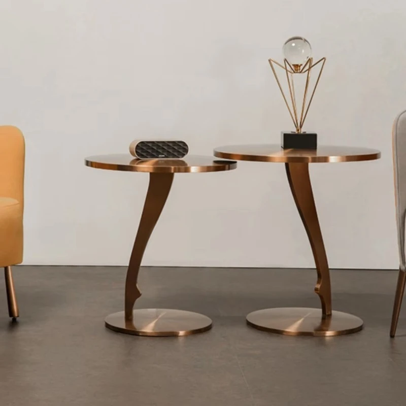 Modern minimalist style light luxury stainless steel side table living room furniture