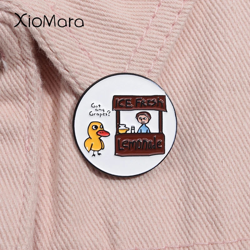 The Duck Song Enamel Pin Funny Story Got Any Grapes Cartoon Aniaml Brooch Lapel Backpack Badge Jewelry Gift for Kids Friends