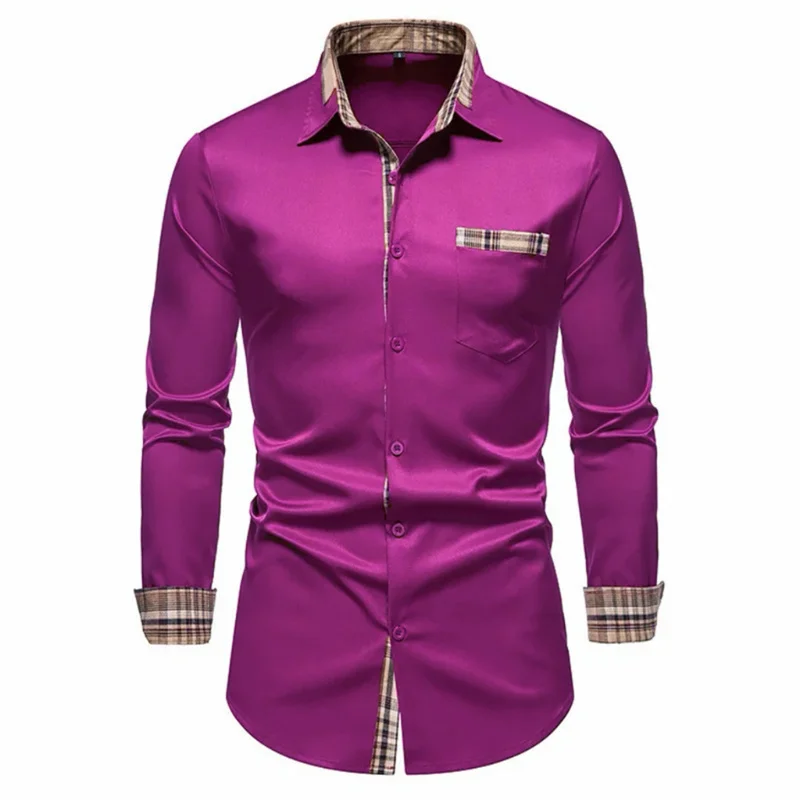 ชายเสื้ออย่างเป็นทางการเสื้อ SLIM FIT แขนยาวธุรกิจสํานักงานอย่างเป็นทางการเสื้อกระเป๋าเสื้อผู้ชายใหม่ Multicolor XS-6XL