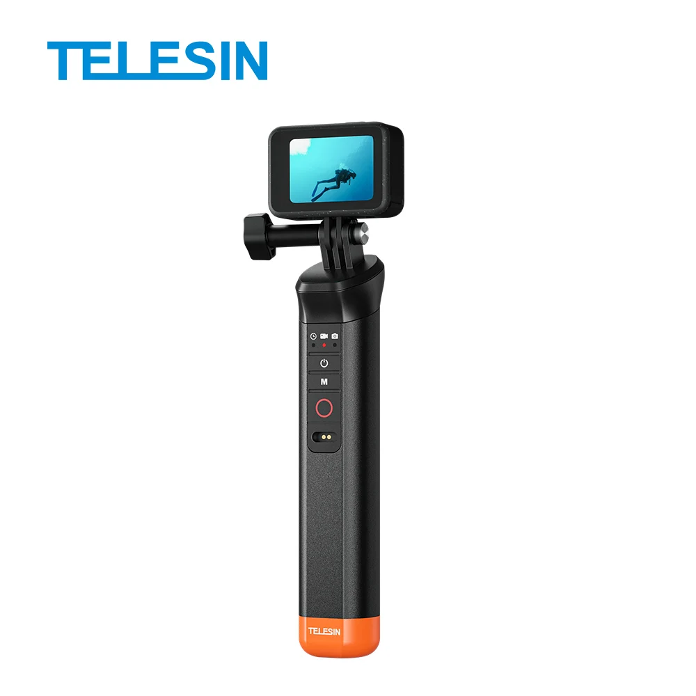 Barra de flotación TELESIN, palo selfie impermeable con correa de mano y control remoto inalámbrico para GoPro Hero 9 10 11 12 13