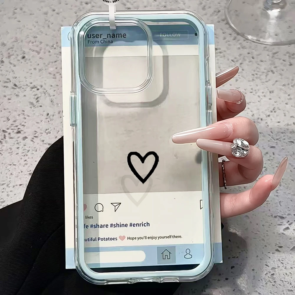 Minimalistische Transparente 2-in-1 Handyhüllen für iPhone 17 11 12 13 14 15 16 17 Pro Max Plus XR X Air Klare Stoßfeste INS Hülle – Detail 3
