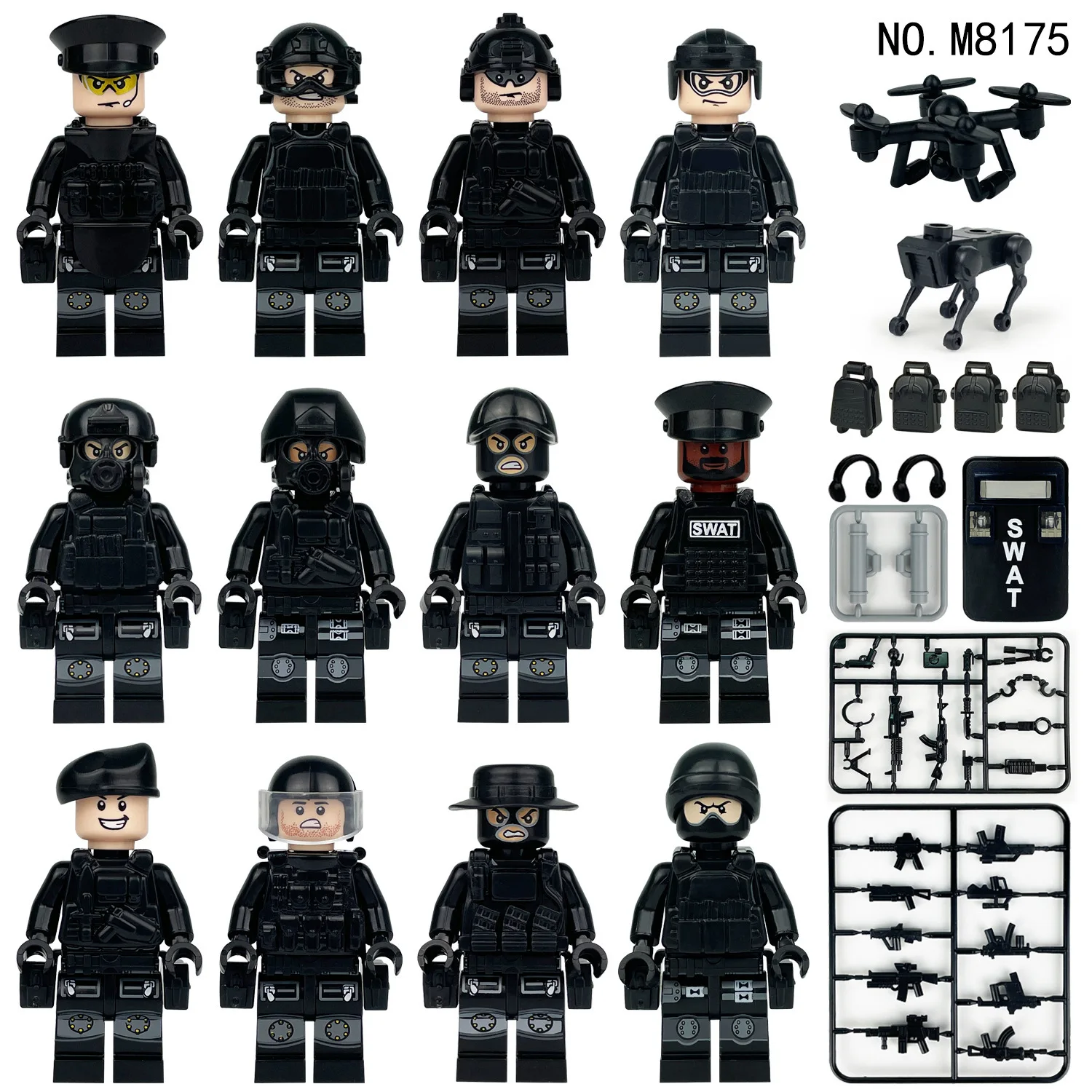 12pcs Building blocks, figures, special police anti-terrorism cheetah commandos, humanoid dolls, children's toys, birthday gift image 3