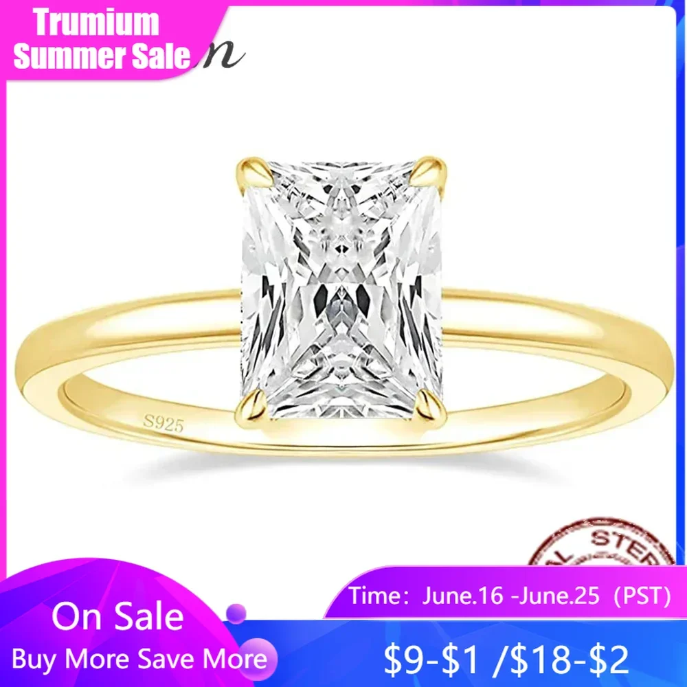 

Trupremium 3CT 925 пробы серебряные обручальные кольца с блестящей огранкой солитер кубический циркон свадебное кольцо обещание обручальные кольца для женщин