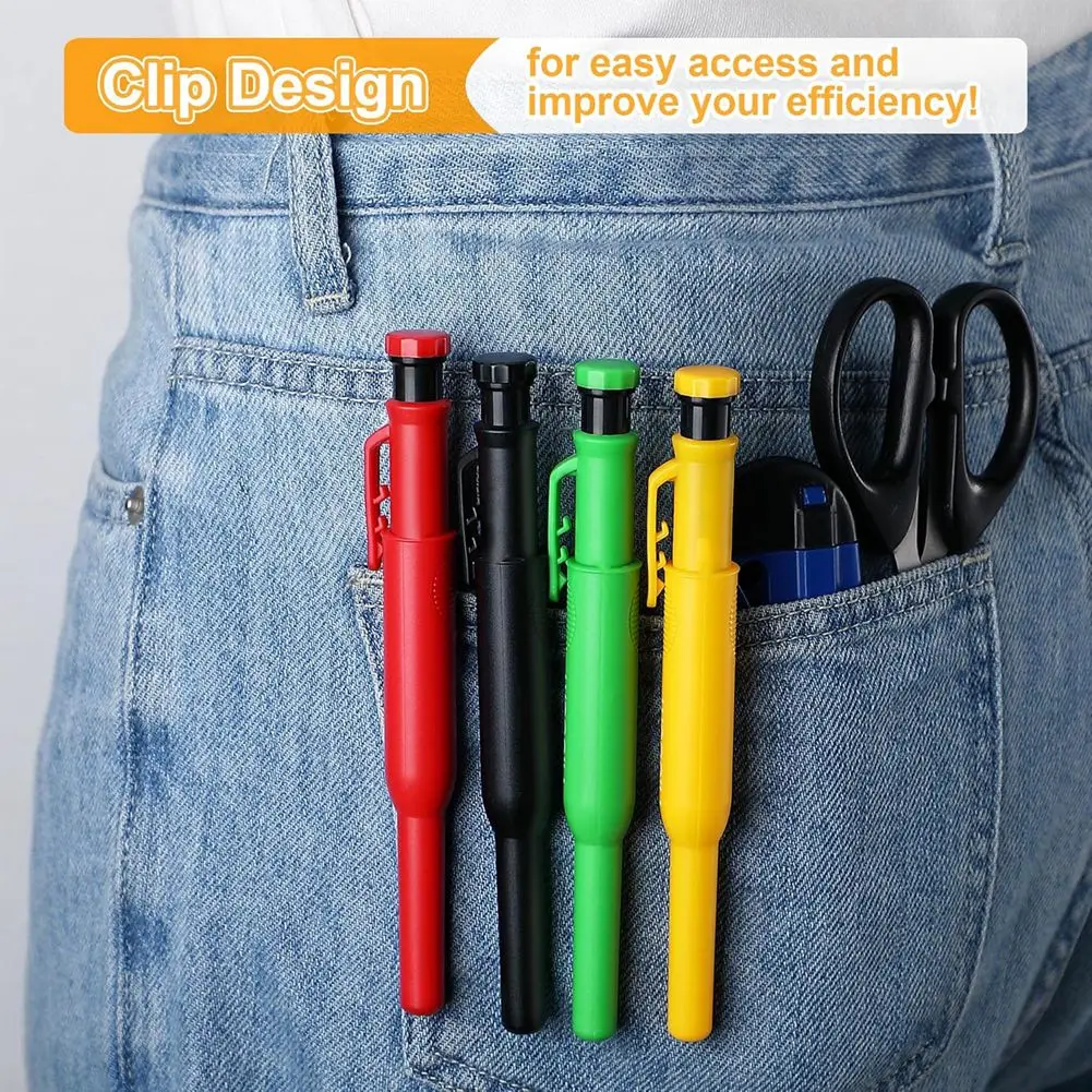 

Набор механических карандашей ABBY с 4 механическими карандашами для плотников с 24 стержнями, для плотников, маркер для глубоких отверстий с длинными головками