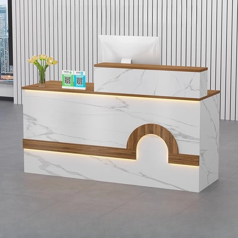 Beauty White Reception Desks Modern Large Industrial Reception Desks Organizers Simple Mostrador De Tienda Commercial Furniture