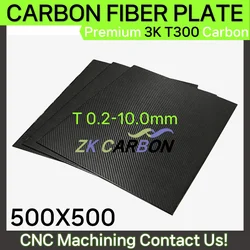 500x500mm Full 3K Carbon Fiber Sheet Plate High Strength Carbon Board Panel Thickness 0.5mm 1mm 1.5mm 2mm 2.5mm 3mm 4mm 5mm