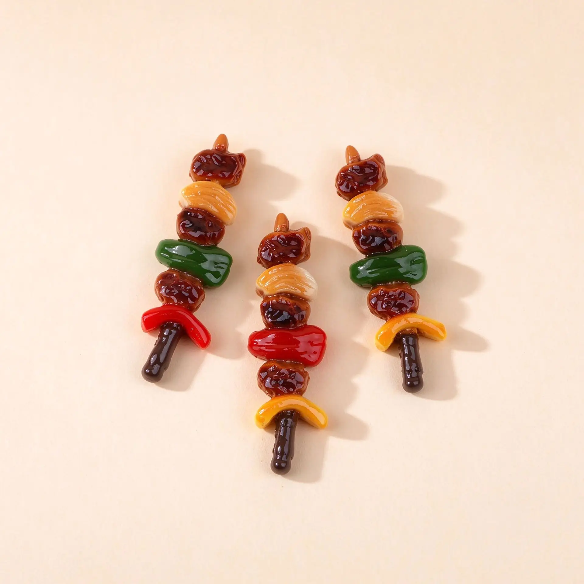 10pcs Mini Japanese Yakitori Skewer Models Realistic Resin Miniature Grilled Chicken BBQ Food Accessories Desktop Decorations
