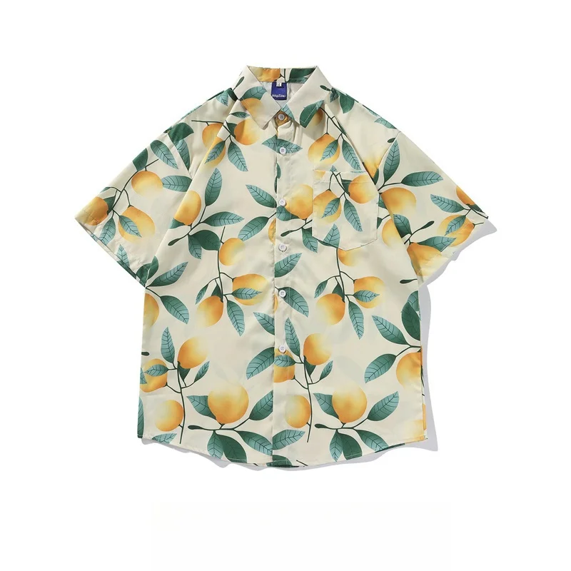 Camicia stampata a maniche corte sottile estiva da uomo moda retrò allentata bella mezza manica Beach Vacation Shirt Coat