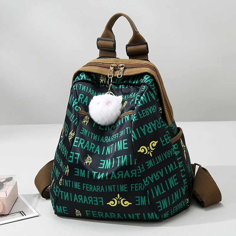 Women's Fashion Large Capacity Backpack Oxford Fabric Casual Daypack Travel Bag Lightweight Trendy Girl Print Shoulder Bag Purse