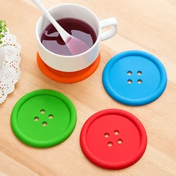 Multiple colors Silicone  mat Cute Colorful Button  Coaster Cup Cushion Holder Drink Cup Placemat Mat Pads Coffee Pad