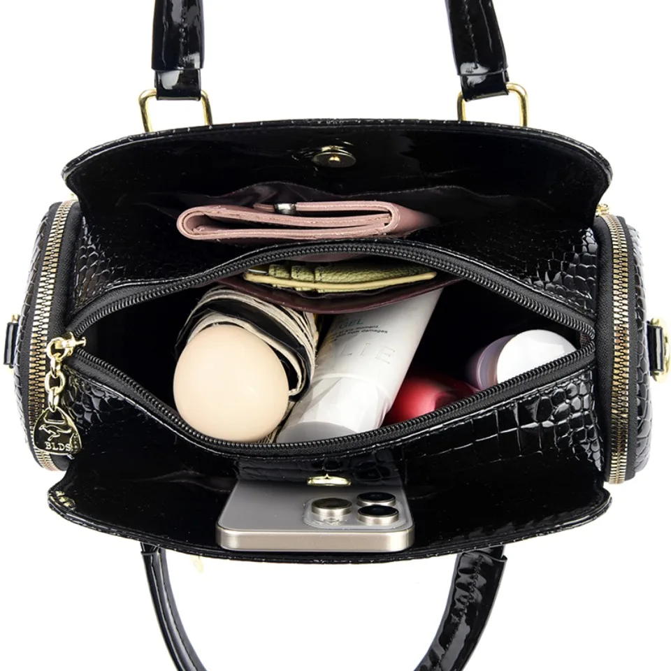Women's Crocodile Patent Leather Handbags High Quality Shoulder Crossbody Bags for Women Luxury Designer Tote Messenger Bag 2026
