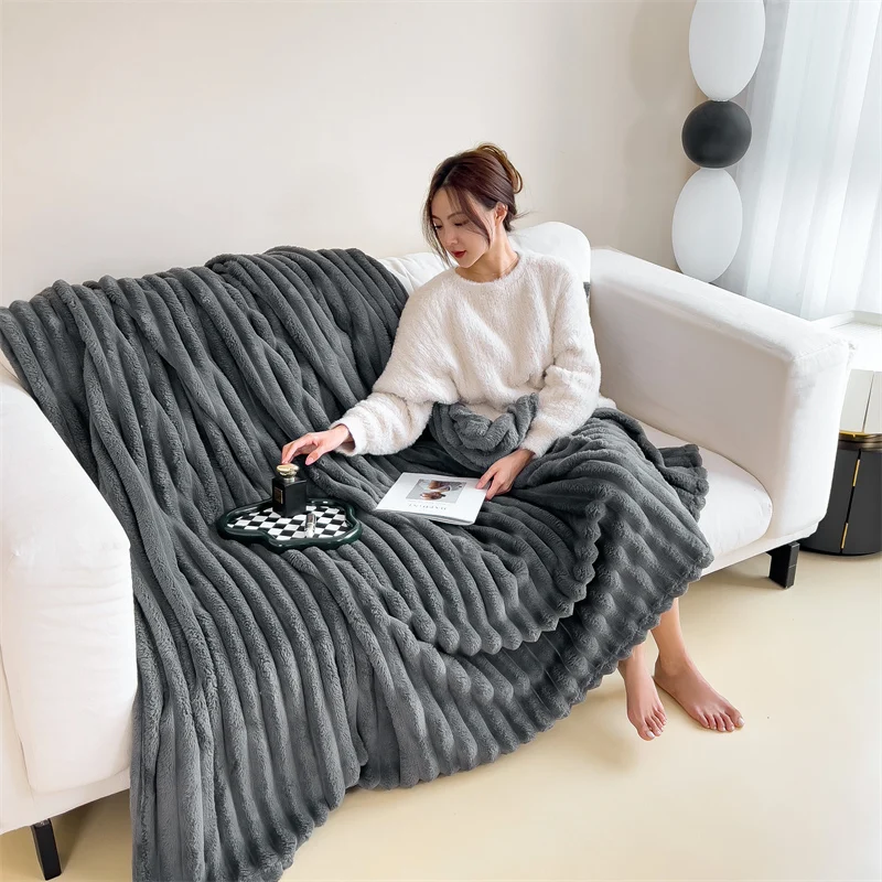 Soft Plush Warm Winter Blanket Carving Thick Cozy Bedspreads and Coverlets for Bed Sofa Throw Blanket Single Couple Size