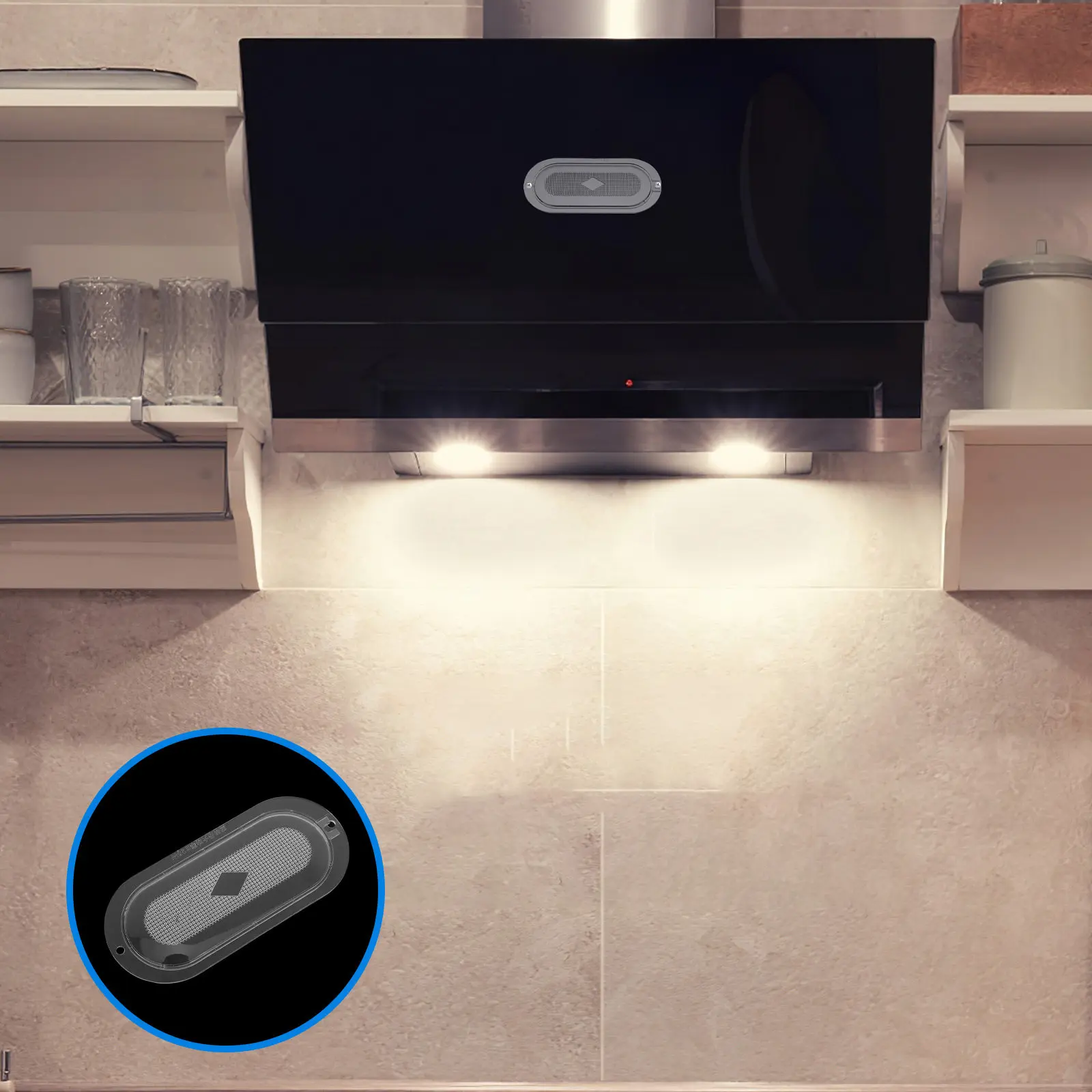 2Pcs Range Hood Lamp Shade Oval Plastic Light Cover Replacement Lighting Lens for Kitchen Hood Accessories Restaurants Hotels