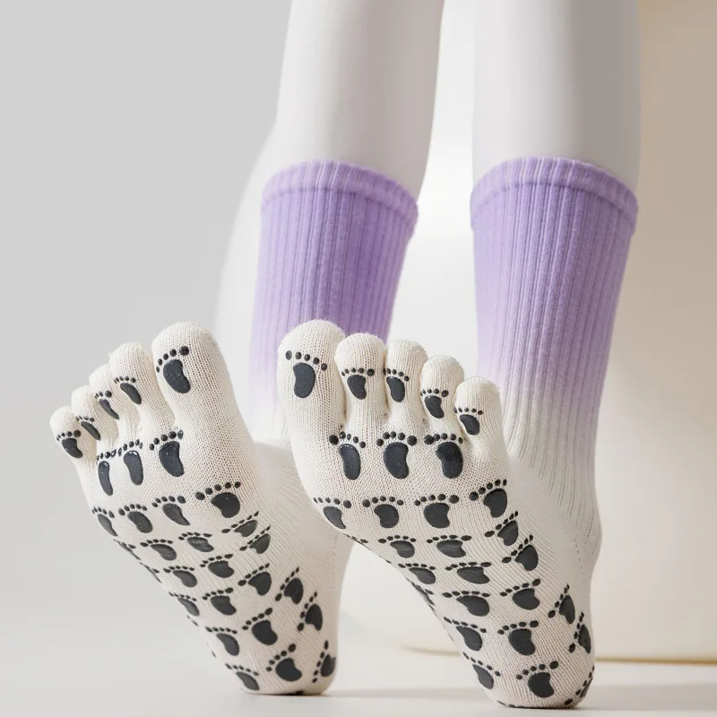 

Yoga Socks Non-slip Silicone Professional Five-finger Sports Socks Breathable Cotton Indoor Floor Gym Fitness Pilates Socks Sox