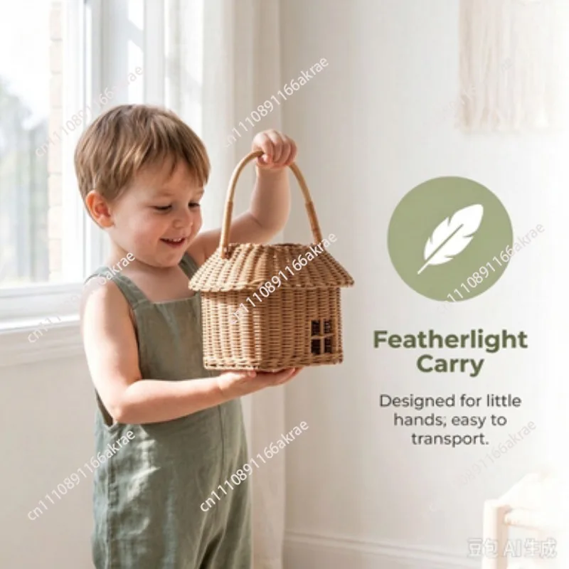 for  rattan weaving small house storage basket going out toy handbag weaving small flower basket children pendulum shooting road