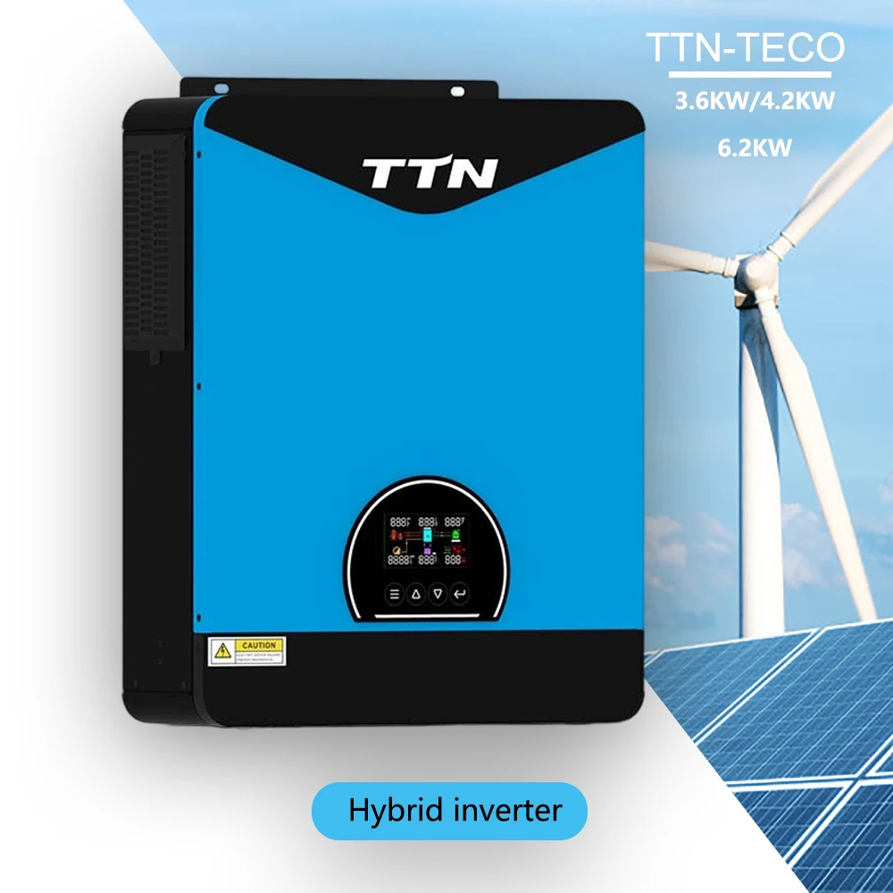 5kW 48V Hybrid Inverter 100A MPPT Solar Charge Grid Tie RS485 Monitoring IP65 Waterproof LiFePO4 Ready Power Converter System