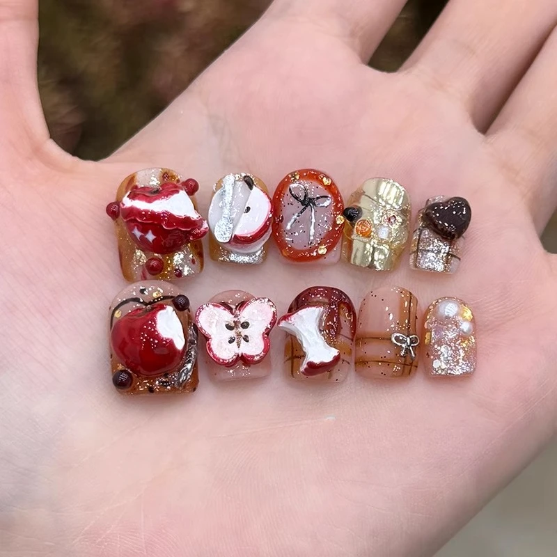 

Apple Wear Nail Short Delicate Heavy Industry Wear Nail Art Pure Handmade High-quality Nail Patch Custom Products