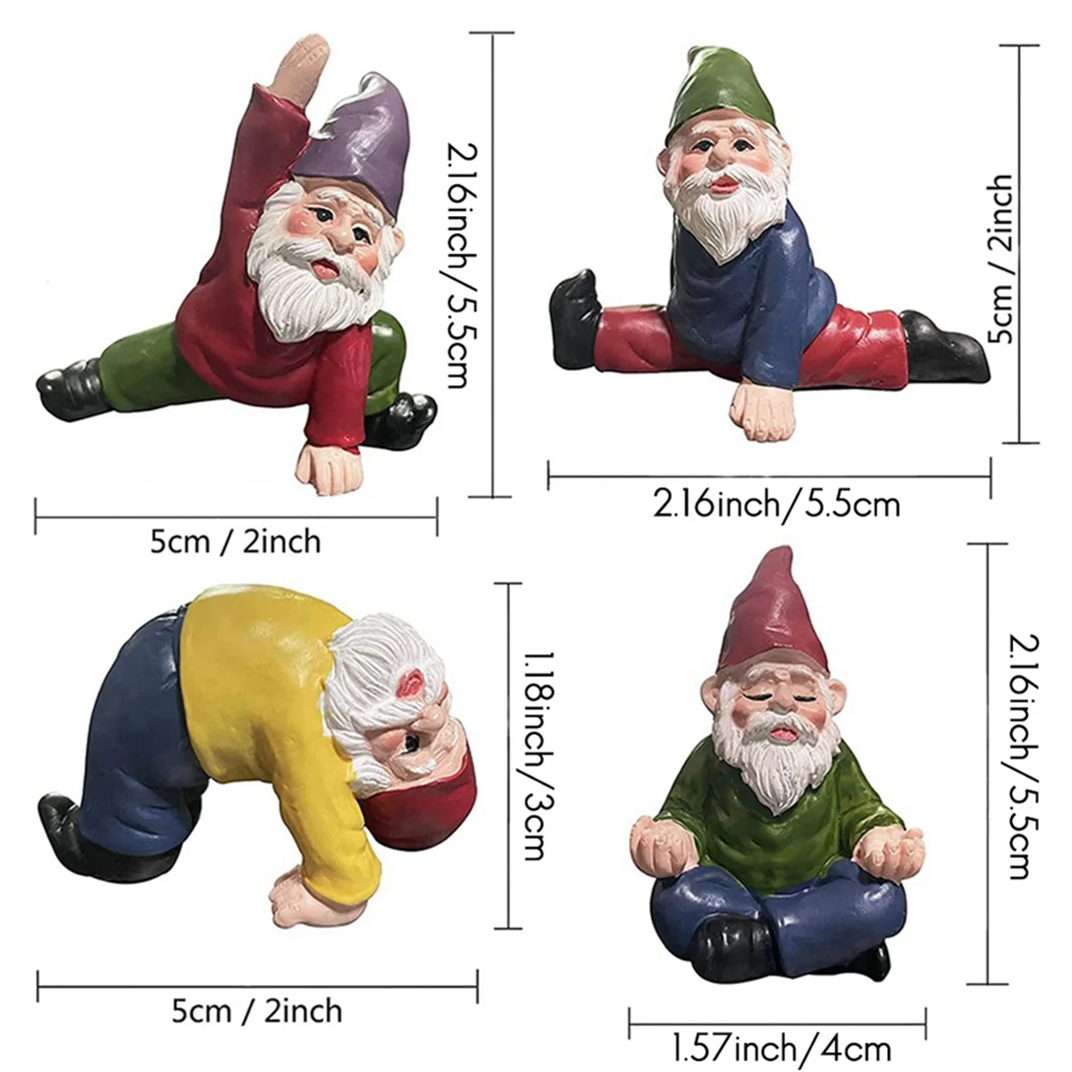 

ROSQ 4Pcs Funny Garden Gnomes, Yoga Dwarf Garden Ornaments, Fairy Garden Gnome Accessories Miniature Decorations