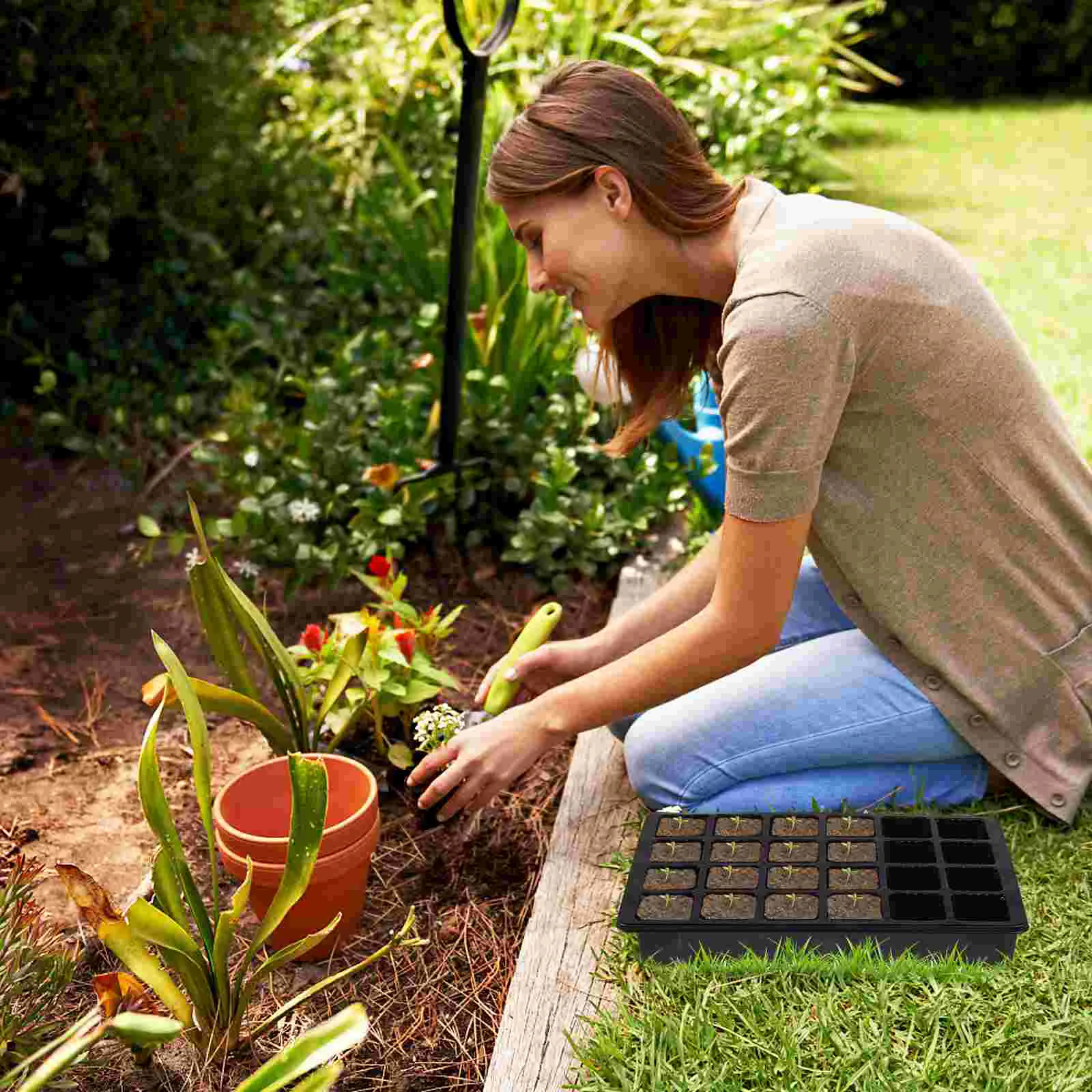 Tray Kit Starter Greenhouse Stackable Propagation Trays Cell for Seedlings Mini