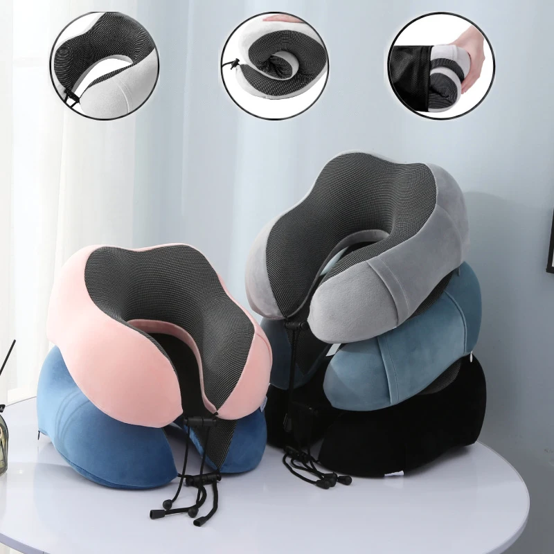 Memory Foam U-shaped Neck Pillow Neck Cushion Soft Neckrest Pad Portable Travel Pillow Cervical Healthcare Massage Neck Pillow