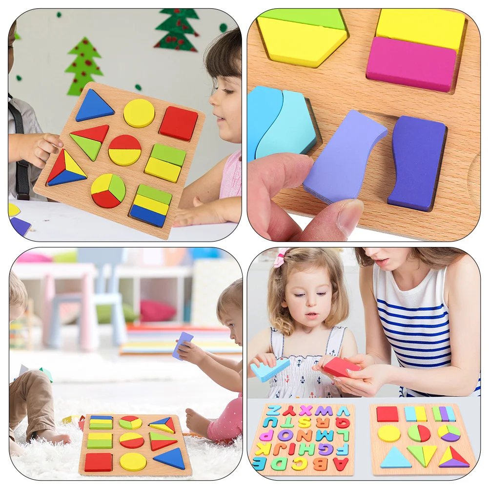Drewniane Klocki Kształtne Puzzle Zabawki dla Dzieci Wczesna Nauka Dopasowywanie Liter Geometryczne Edukacyjne Zabawki Bezpieczne dla Maluchów