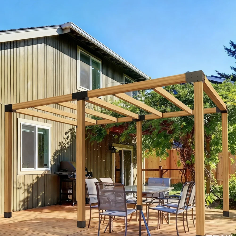 Wood Beam Support Joist Hanger Set Steel Concealed Connectors for Fence and Pergola Projects with Pre Drilled Holes