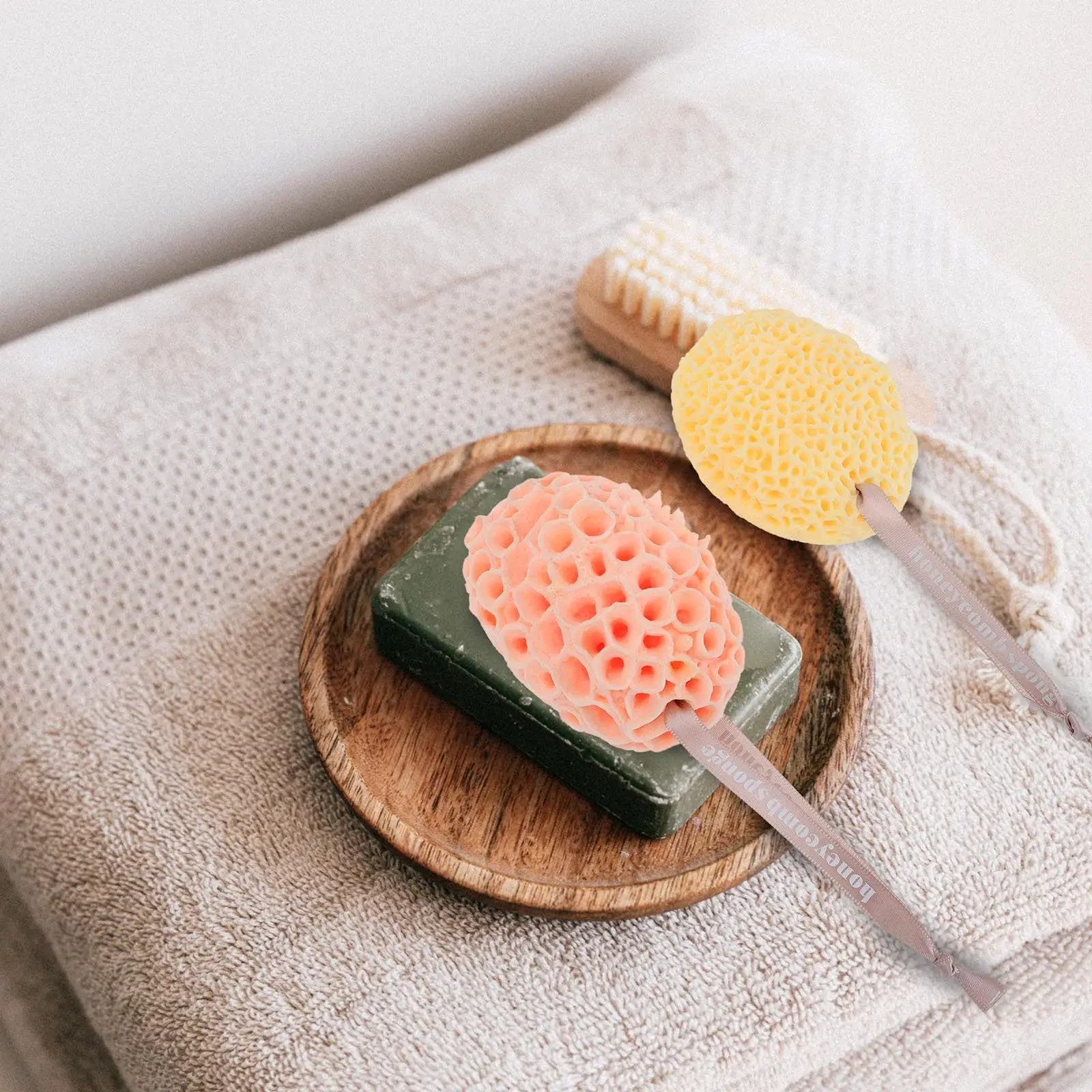 

2Pcs Greek Seaweed Sponge Bath Ball Honeycomb Texture Body Bath Sponge Gentle Exfoliating Shower Tool for Face Body Bathing