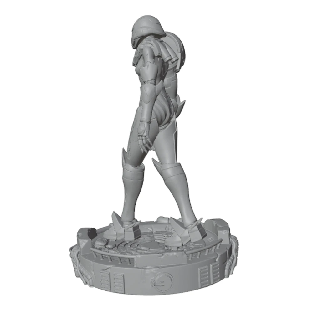 1/24 Sci-fi powered armor warrior, female warrior resin model kit, mini 3D printed gray model doll DIY doll model, not painted view 3