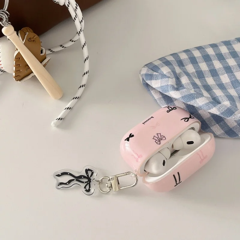 New pink color with balck butterfly IMD earphone case with Pendant for Apple Airpods 2 Pro pro2 airpods 3 Airpods 4